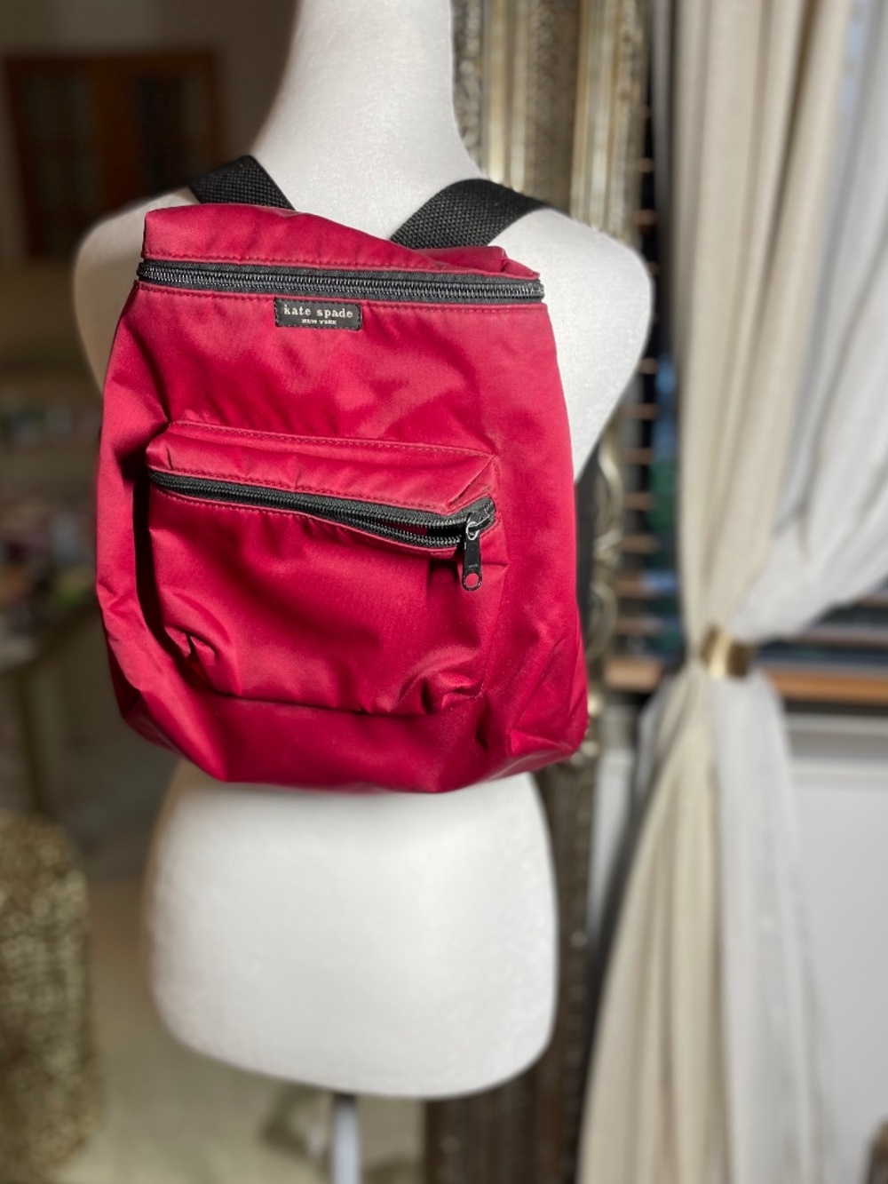 Kate Spade New York Vintage Red Nylon Mini Backpack Book Bag - Picture 1 of 7